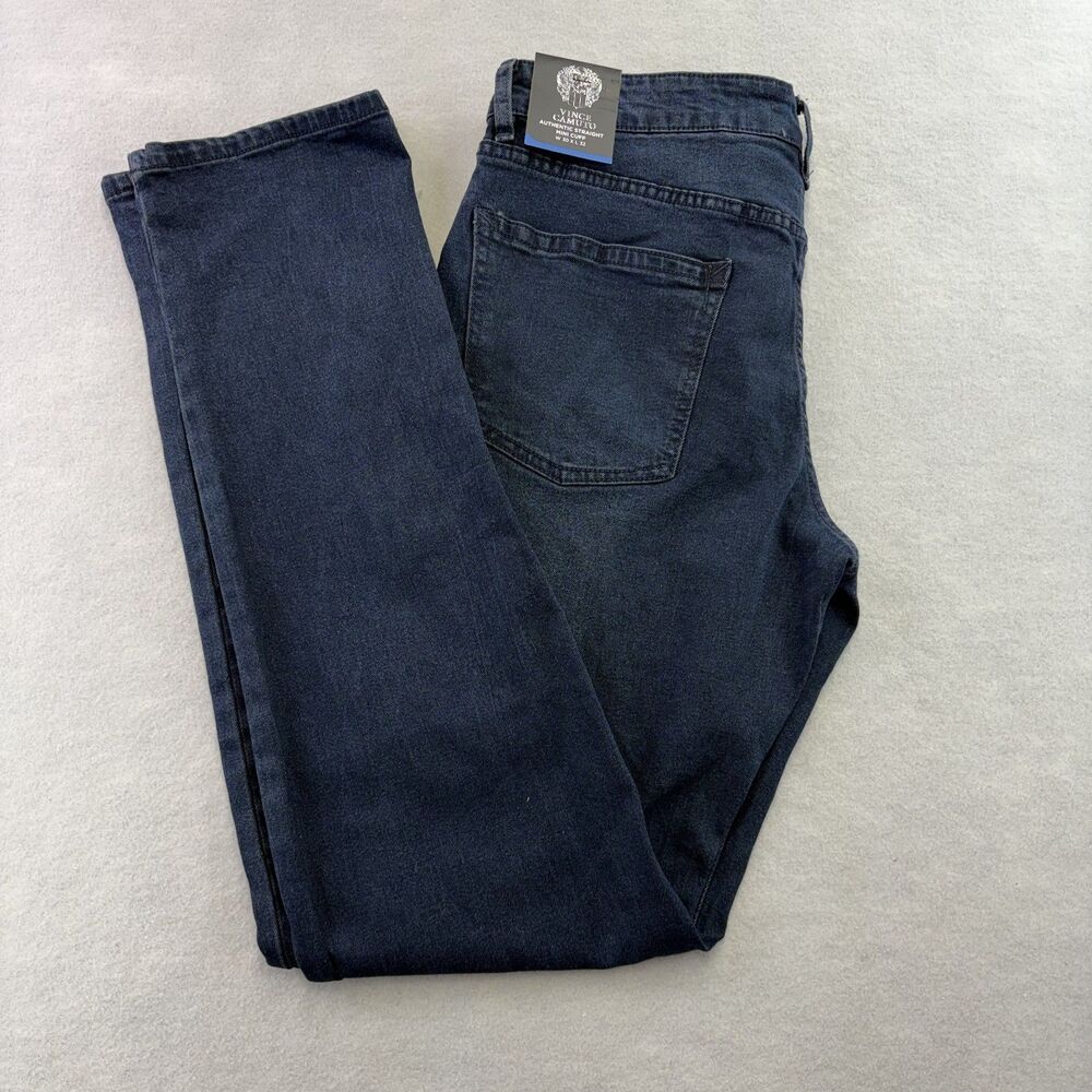 Vince Camuto Mens Authentic Straight Mini Cuff 30x32 Blue Jeans Denim